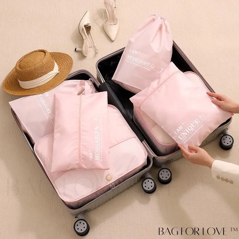 BagForLove - 6-Piece Travel Storage Bag Set for Clothes, Underwear, Cosmetics - Efficient Organizer for Luggage