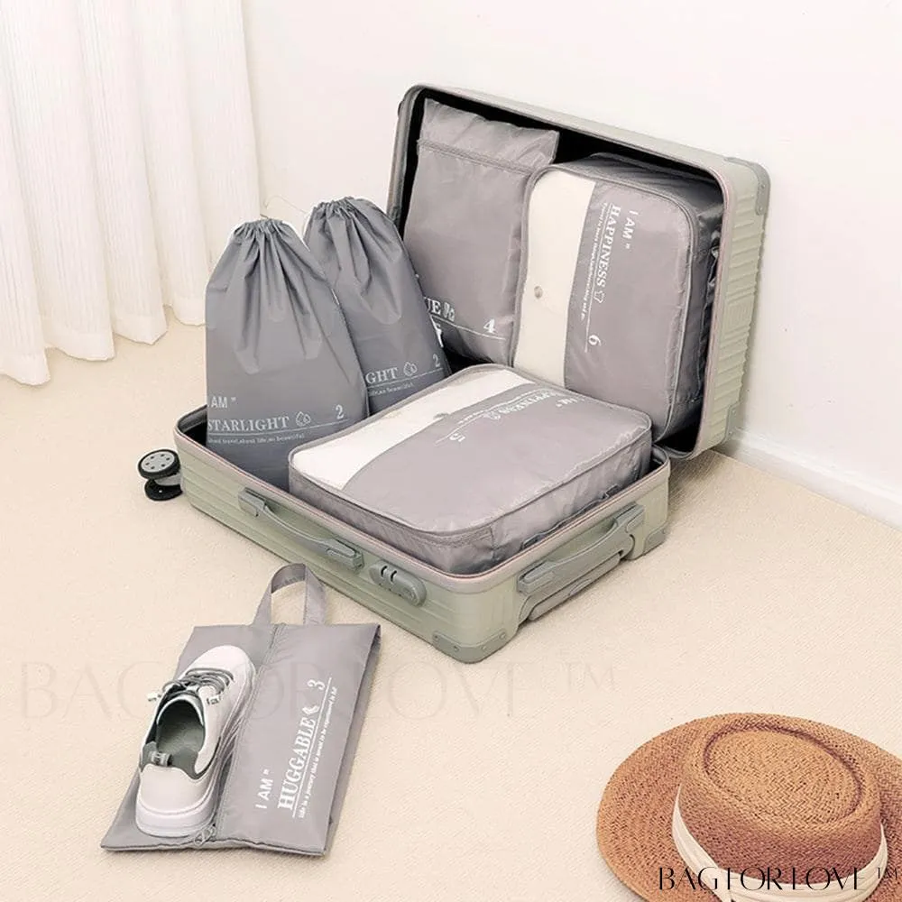 BagForLove - 6-Piece Travel Storage Bag Set for Clothes, Underwear, Cosmetics - Efficient Organizer for Luggage