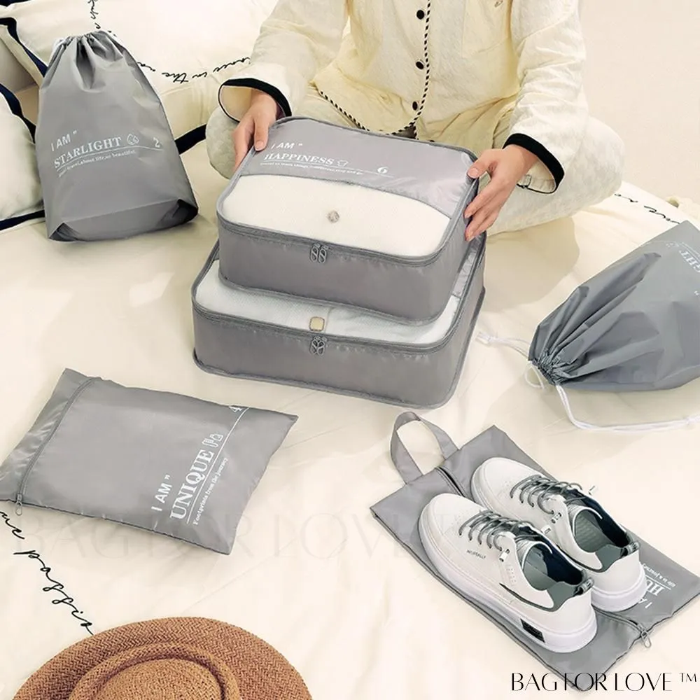 BagForLove - 6-Piece Travel Storage Bag Set for Clothes, Underwear, Cosmetics - Efficient Organizer for Luggage