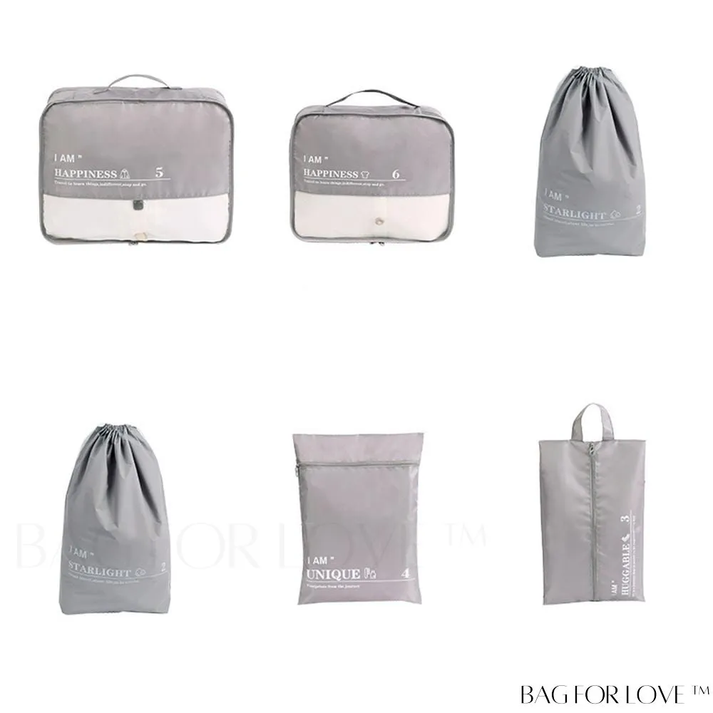 BagForLove - 6-Piece Travel Storage Bag Set for Clothes, Underwear, Cosmetics - Efficient Organizer for Luggage