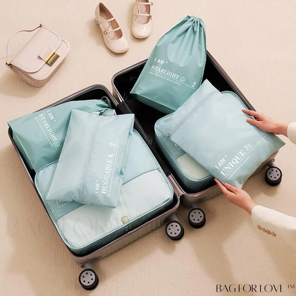BagForLove - 6-Piece Travel Storage Bag Set for Clothes, Underwear, Cosmetics - Efficient Organizer for Luggage