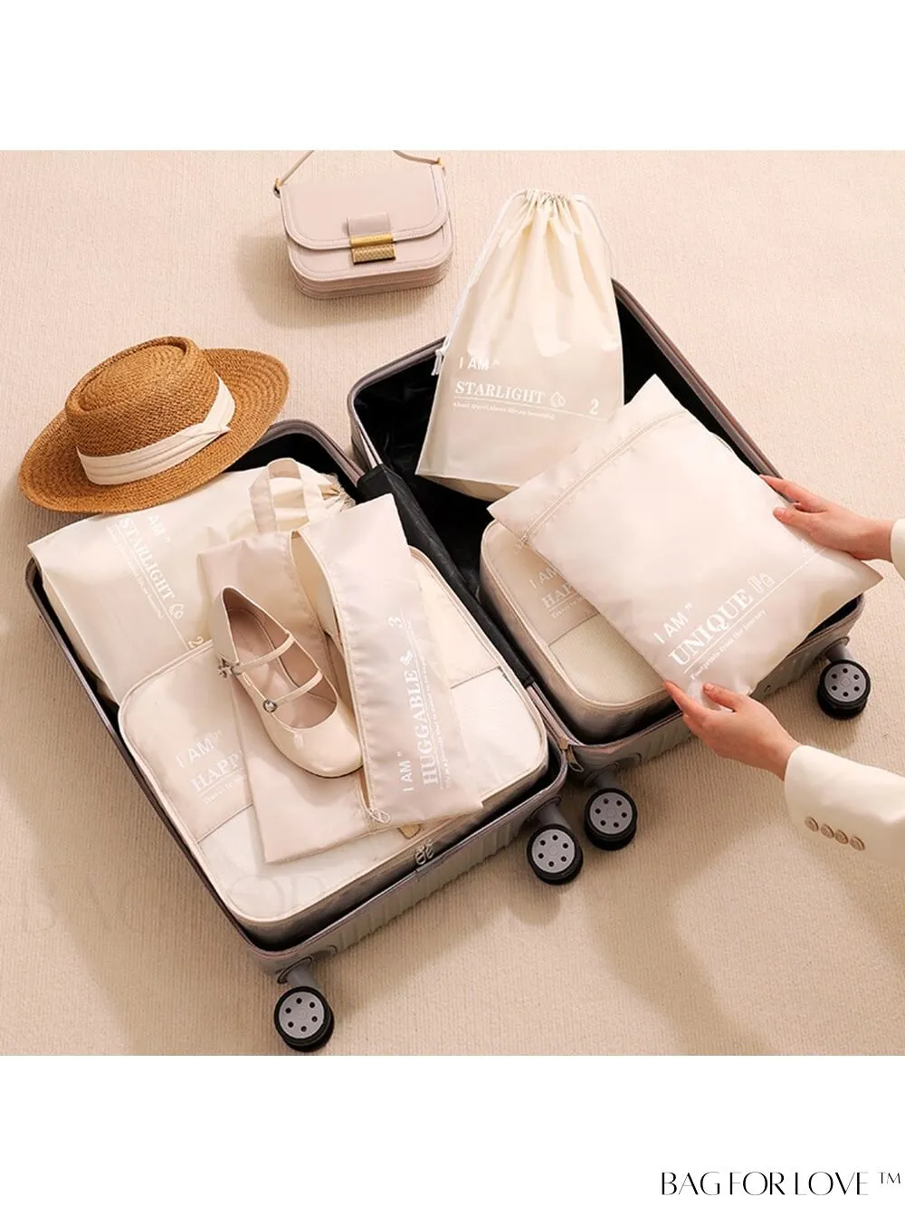 BagForLove - 6-Piece Travel Storage Bag Set for Clothes, Underwear, Cosmetics - Efficient Organizer for Luggage