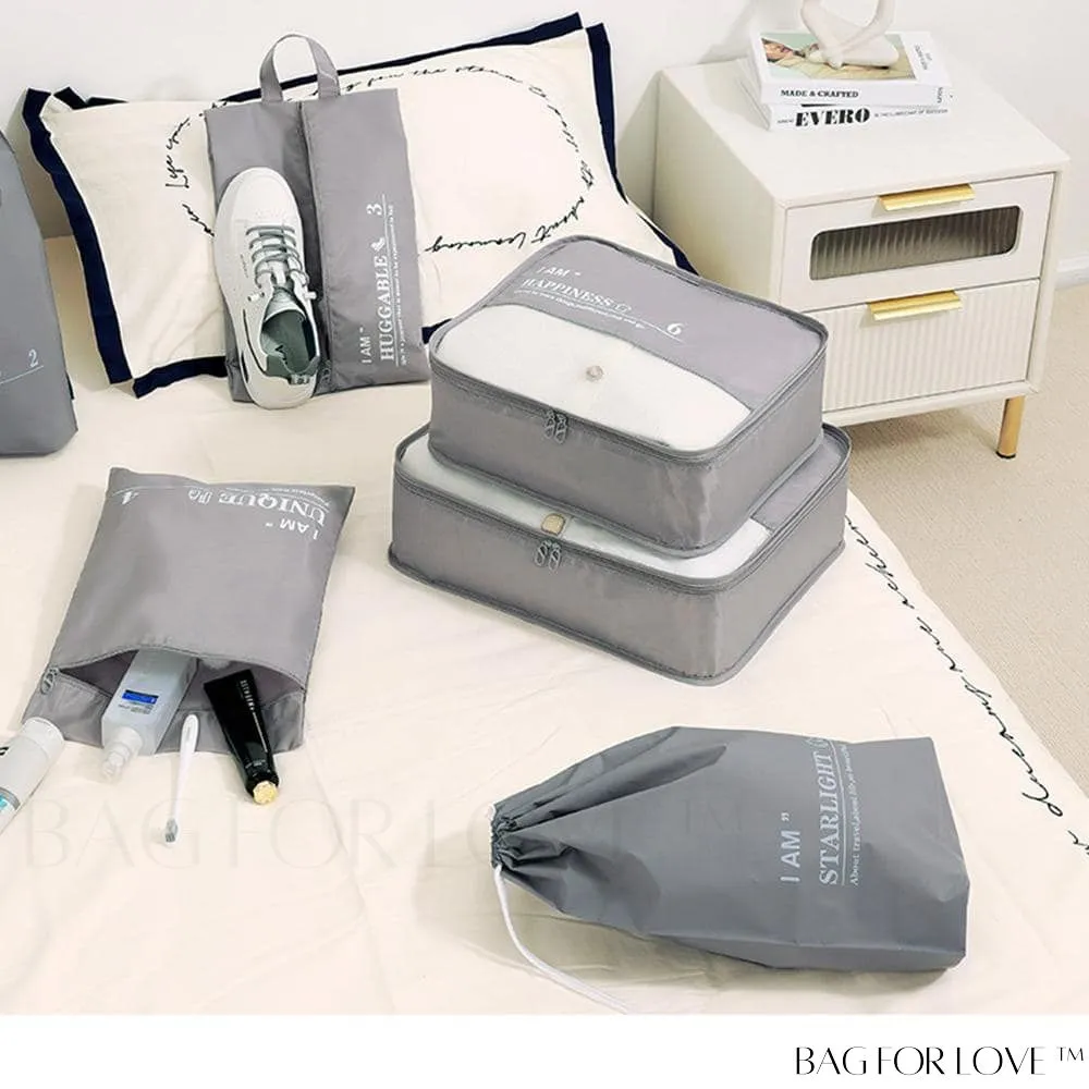 BagForLove - 6-Piece Travel Storage Bag Set for Clothes, Underwear, Cosmetics - Efficient Organizer for Luggage