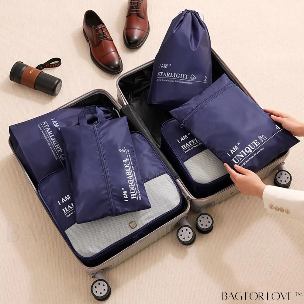 BagForLove - 6-Piece Travel Storage Bag Set for Clothes, Underwear, Cosmetics - Efficient Organizer for Luggage