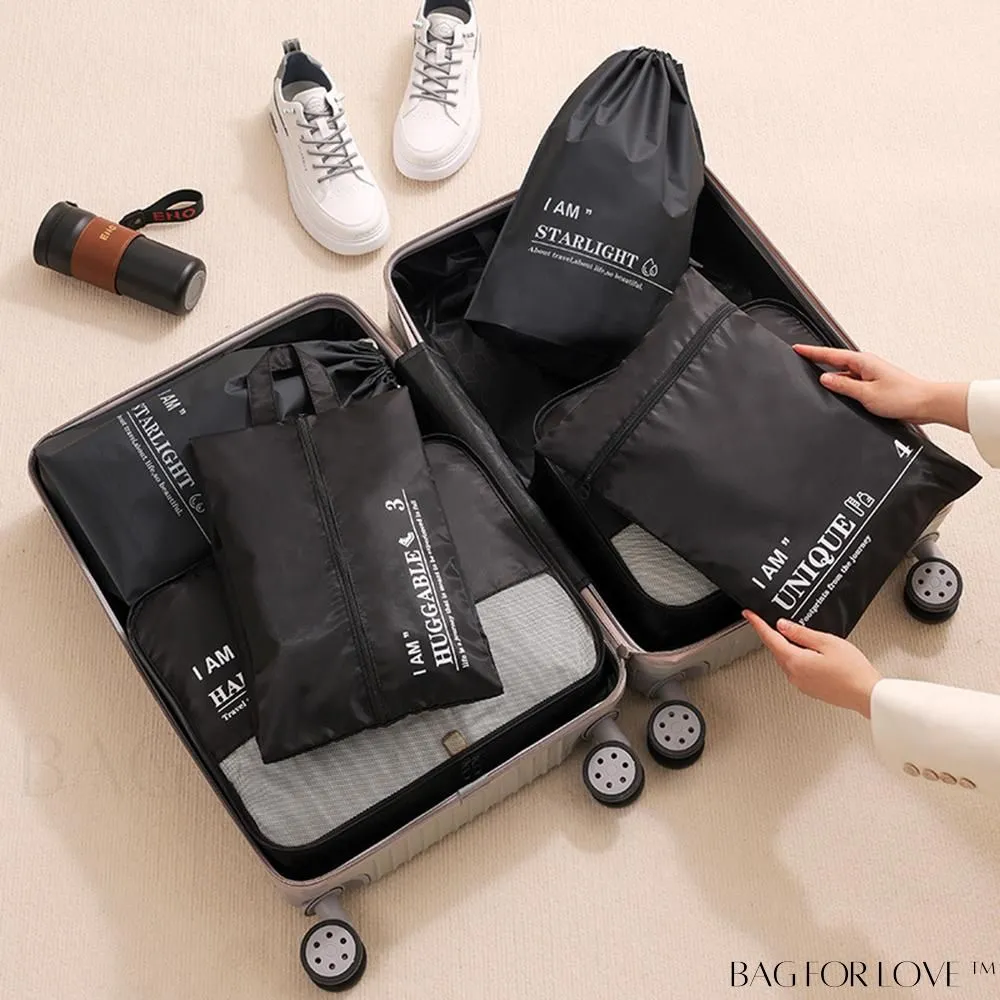 BagForLove - 6-Piece Travel Storage Bag Set for Clothes, Underwear, Cosmetics - Efficient Organizer for Luggage