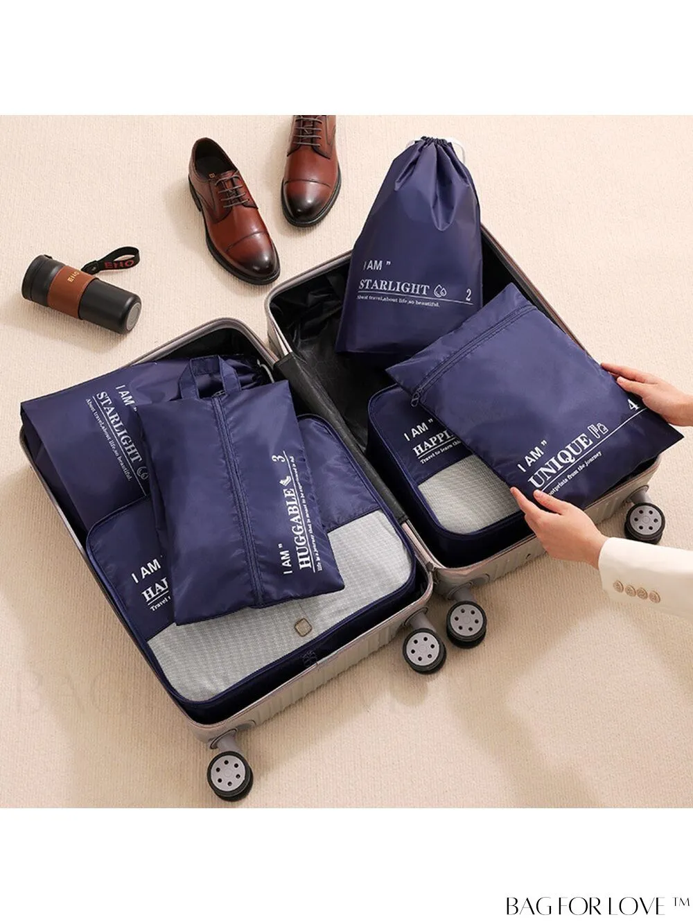 BagForLove - 6-Piece Travel Storage Bag Set for Clothes, Underwear, Cosmetics - Efficient Organizer for Luggage