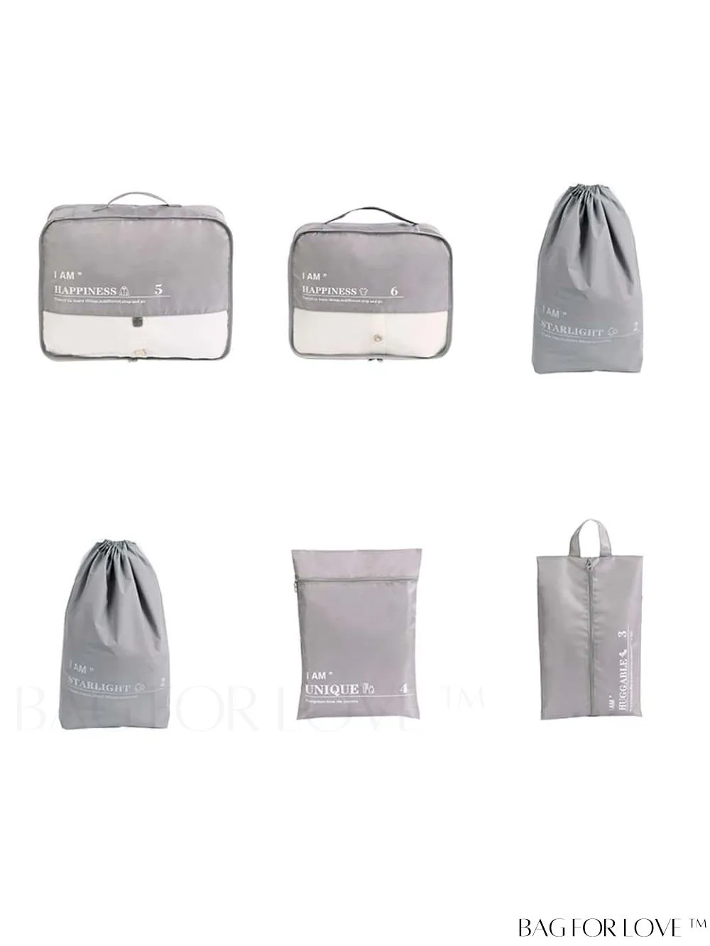 BagForLove - 6-Piece Travel Storage Bag Set for Clothes, Underwear, Cosmetics - Efficient Organizer for Luggage