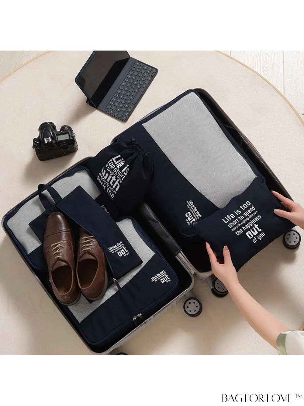 BagForLove - 6-Piece Travel Suitcase Organizer Set for Efficient Storage, Packing and Organizing of Clothes, Shoes, and Luggage