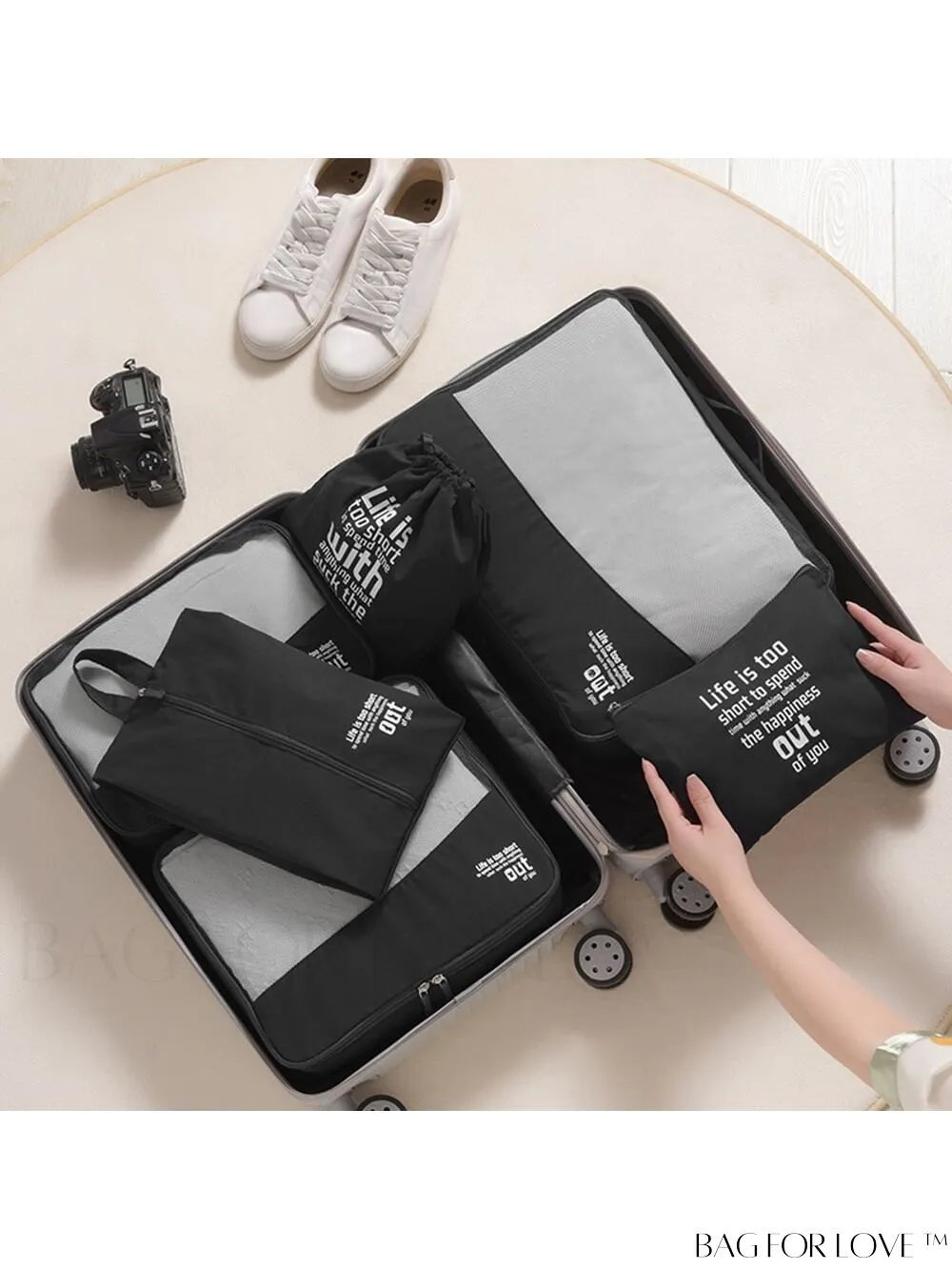 BagForLove - 6-Piece Travel Suitcase Organizer Set for Efficient Storage, Packing and Organizing of Clothes, Shoes, and Luggage