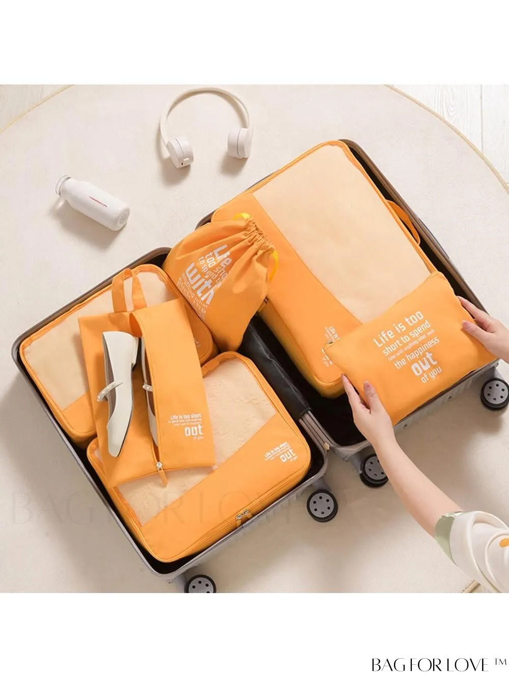 BagForLove - 6-Piece Travel Suitcase Organizer Set for Efficient Storage, Packing and Organizing of Clothes, Shoes, and Luggage