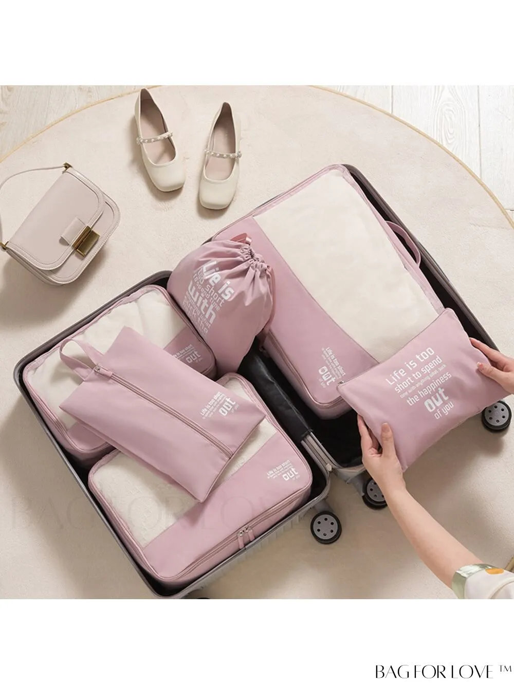 BagForLove - 6-Piece Travel Suitcase Organizer Set for Efficient Storage, Packing and Organizing of Clothes, Shoes, and Luggage