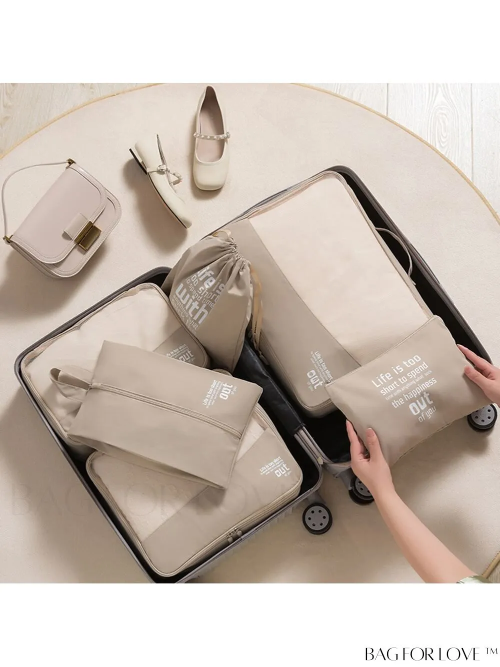 BagForLove - 6-Piece Travel Suitcase Organizer Set for Efficient Storage, Packing and Organizing of Clothes, Shoes, and Luggage