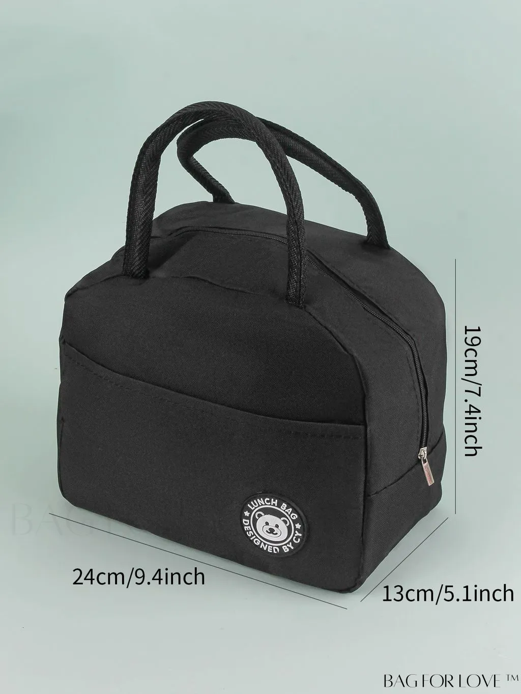 BagForLove - Burgundy Cartoon Bear Lunch Box Bag: Portable Thermal Insulated Picnic Carrier for Optimal Warmth.
