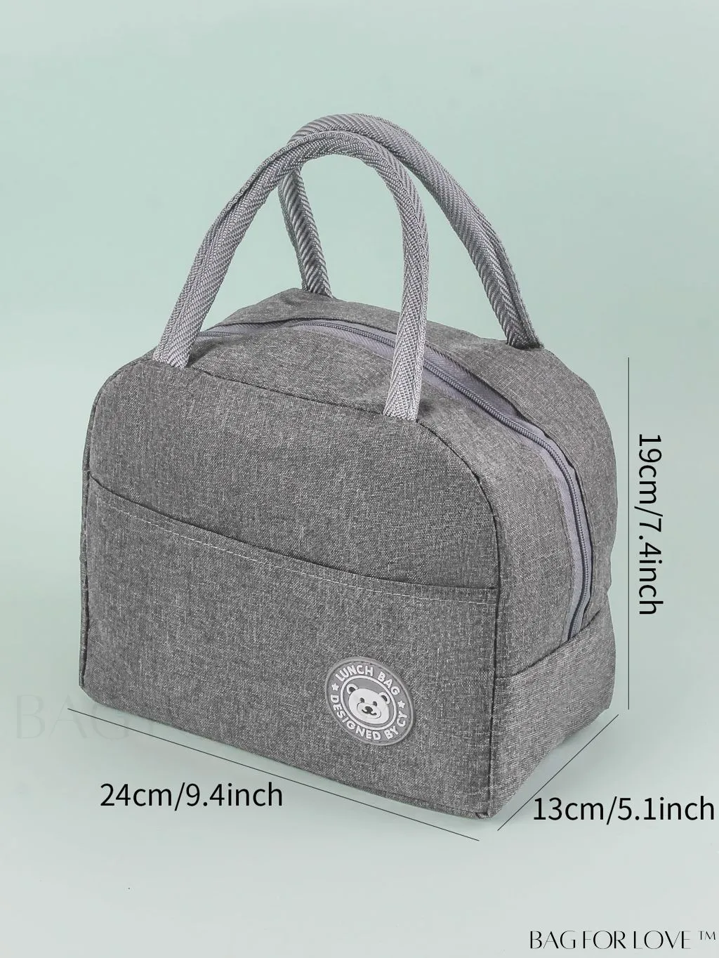BagForLove - Burgundy Cartoon Bear Lunch Box Bag: Portable Thermal Insulated Picnic Carrier for Optimal Warmth.