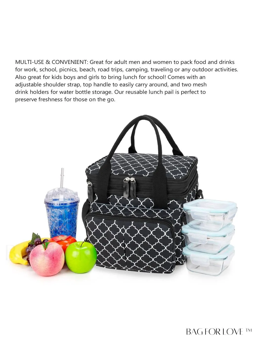 BagForLove - Cactus Graphic Waterproof Lunch Bag with Dual Handles