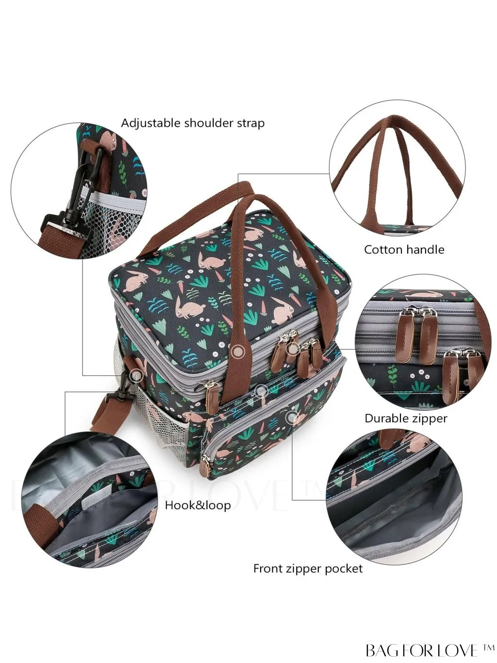 BagForLove - Cactus Graphic Waterproof Lunch Bag with Dual Handles