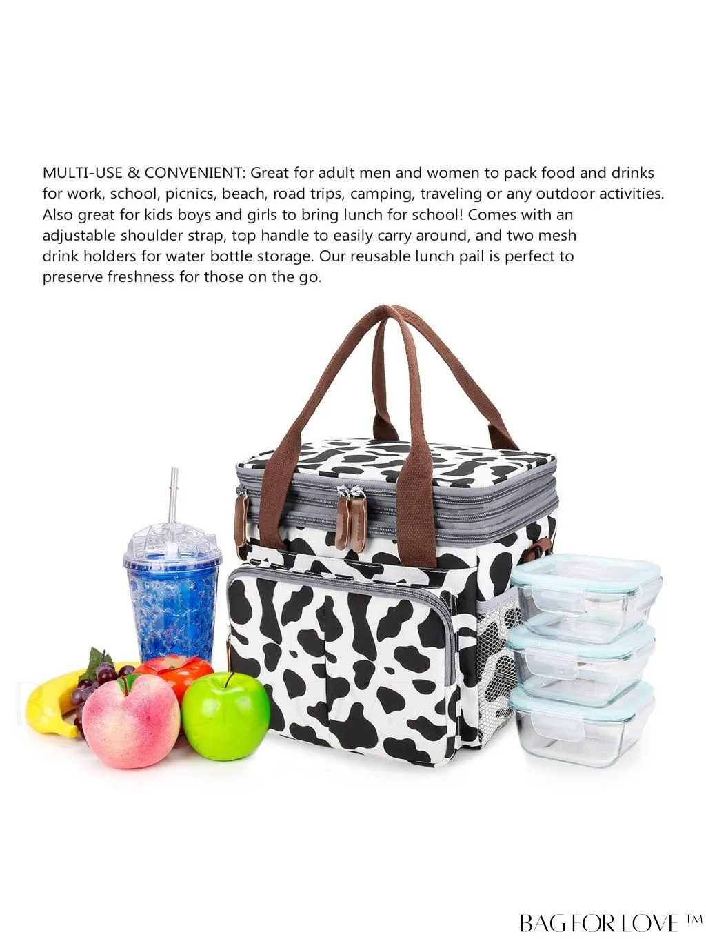 BagForLove - Cactus Graphic Waterproof Lunch Bag with Dual Handles