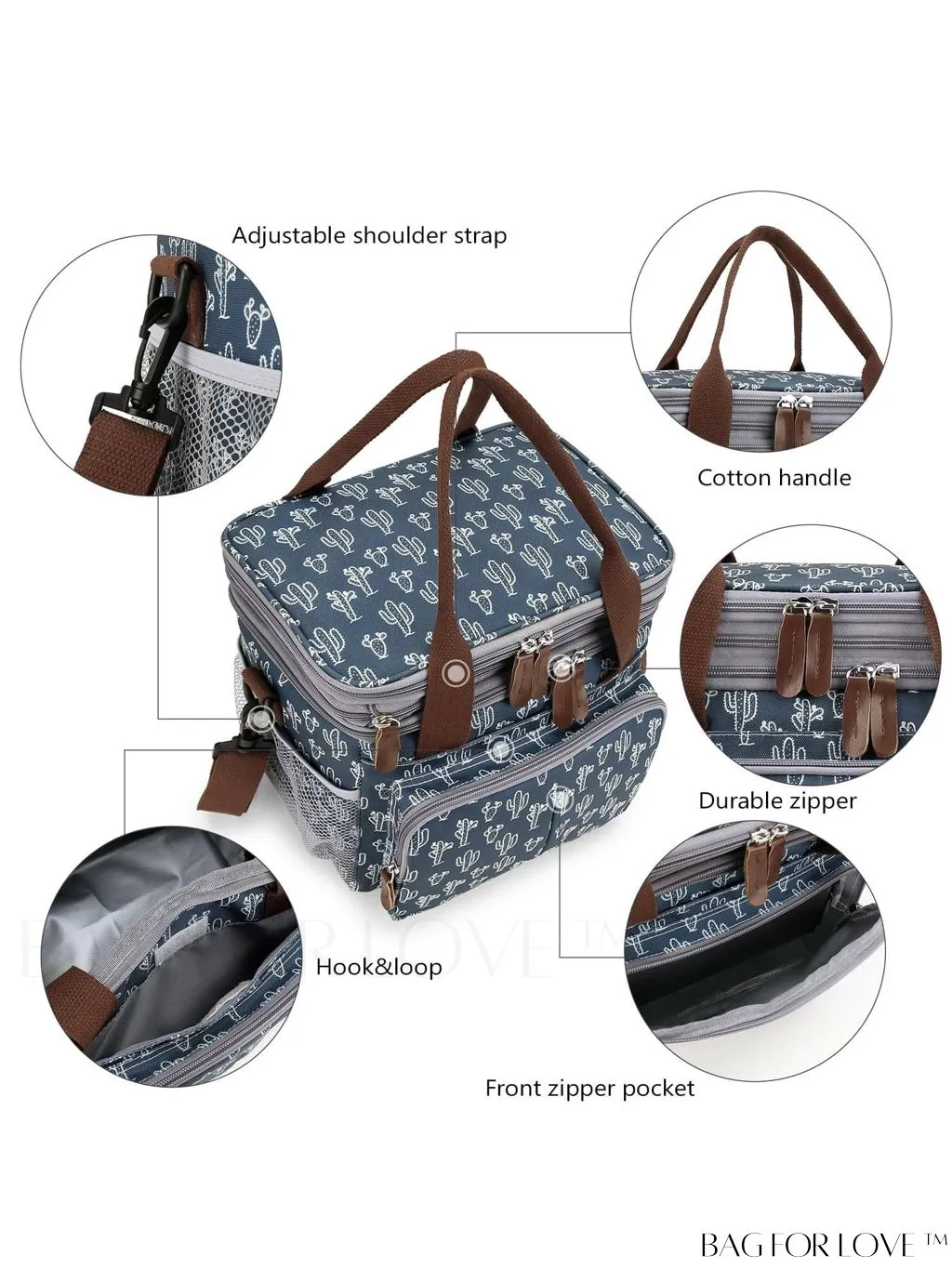 BagForLove - Cactus Graphic Waterproof Lunch Bag with Dual Handles