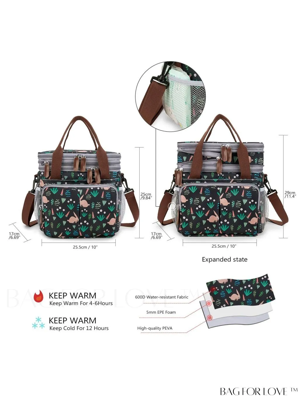 BagForLove - Cactus Graphic Waterproof Lunch Bag with Dual Handles