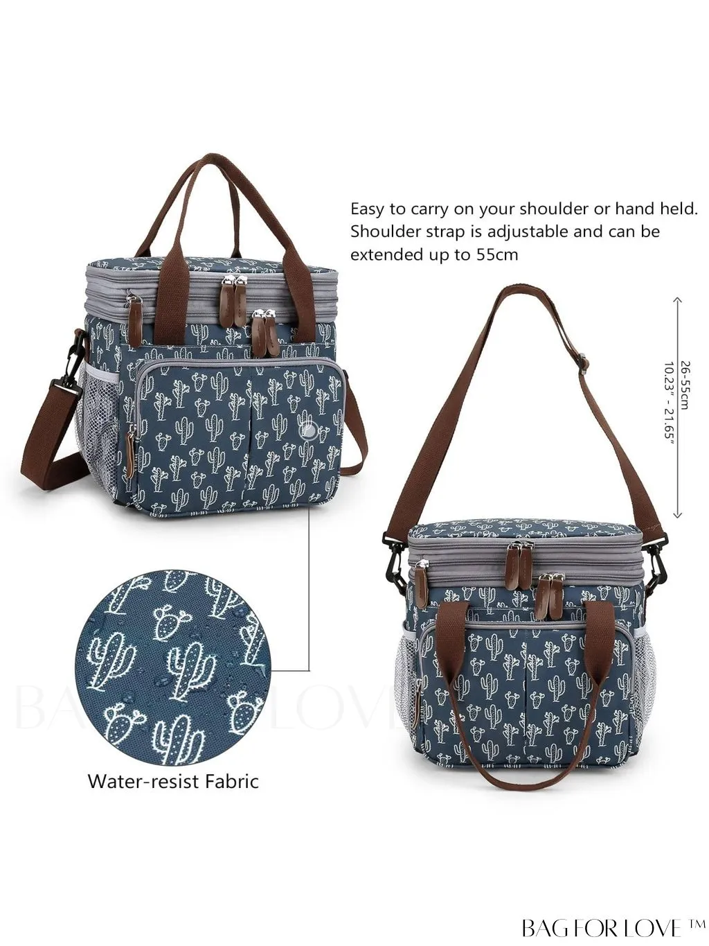 BagForLove - Cactus Graphic Waterproof Lunch Bag with Dual Handles