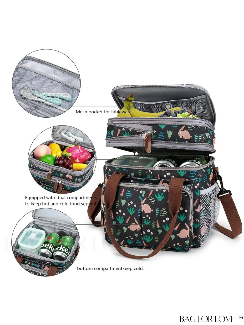 BagForLove - Cactus Graphic Waterproof Lunch Bag with Dual Handles