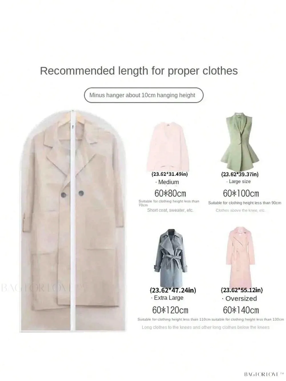 BagForLove - Clear Clothes Cover with Dustproof Design for Wardrobe Storage
