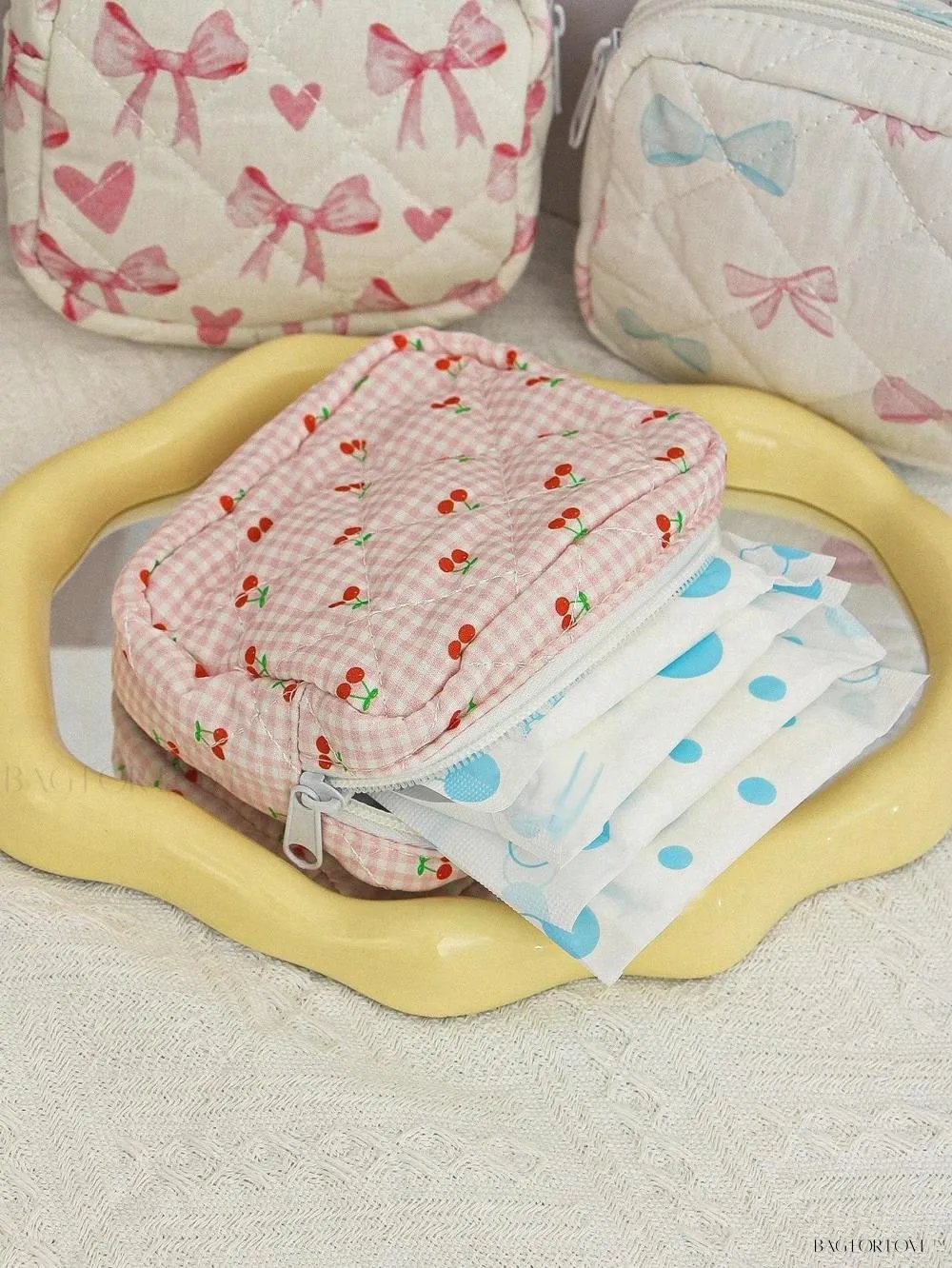 BagForLove - Cute Quilting Pouch for Women's Sanitary Products and Cosmetics