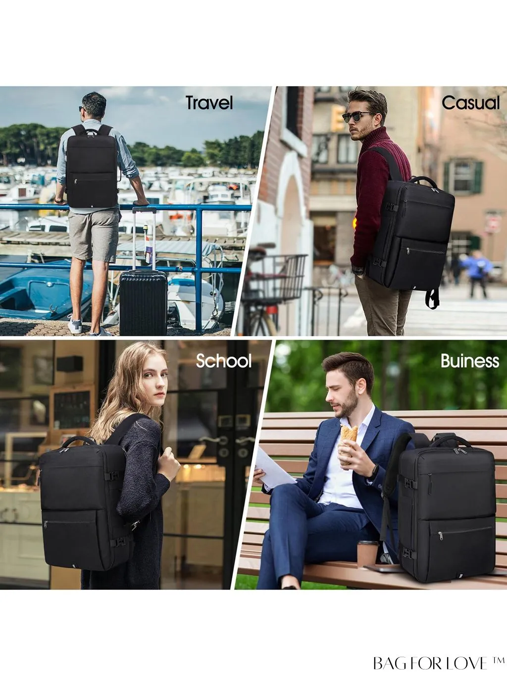 BagForLove - Flight-Approved Waterproof 17 Laptop Backpack for Travel, Business, and College - 40L Capacity