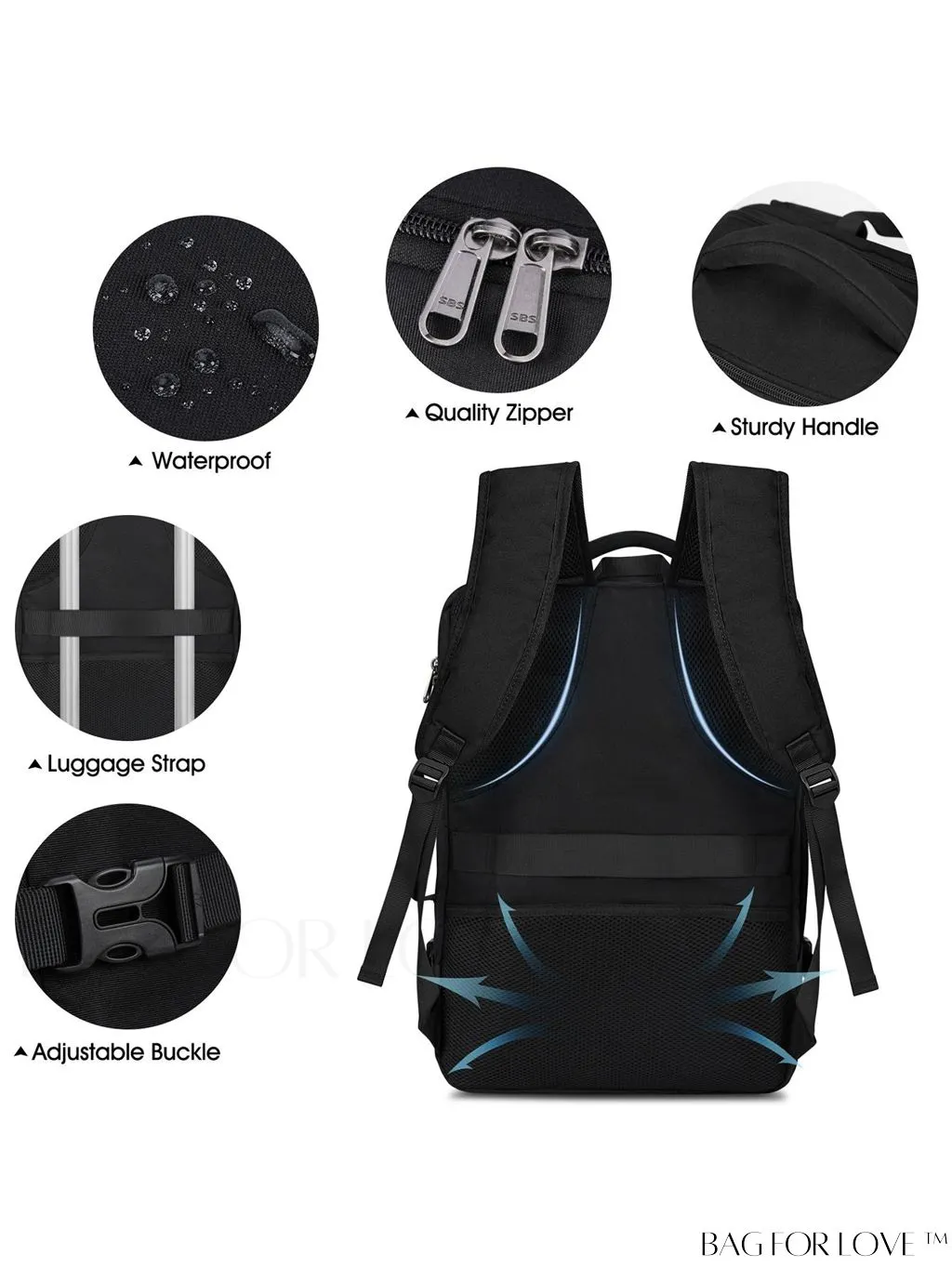 BagForLove - Flight-Approved Waterproof 17 Laptop Backpack for Travel, Business, and College - 40L Capacity