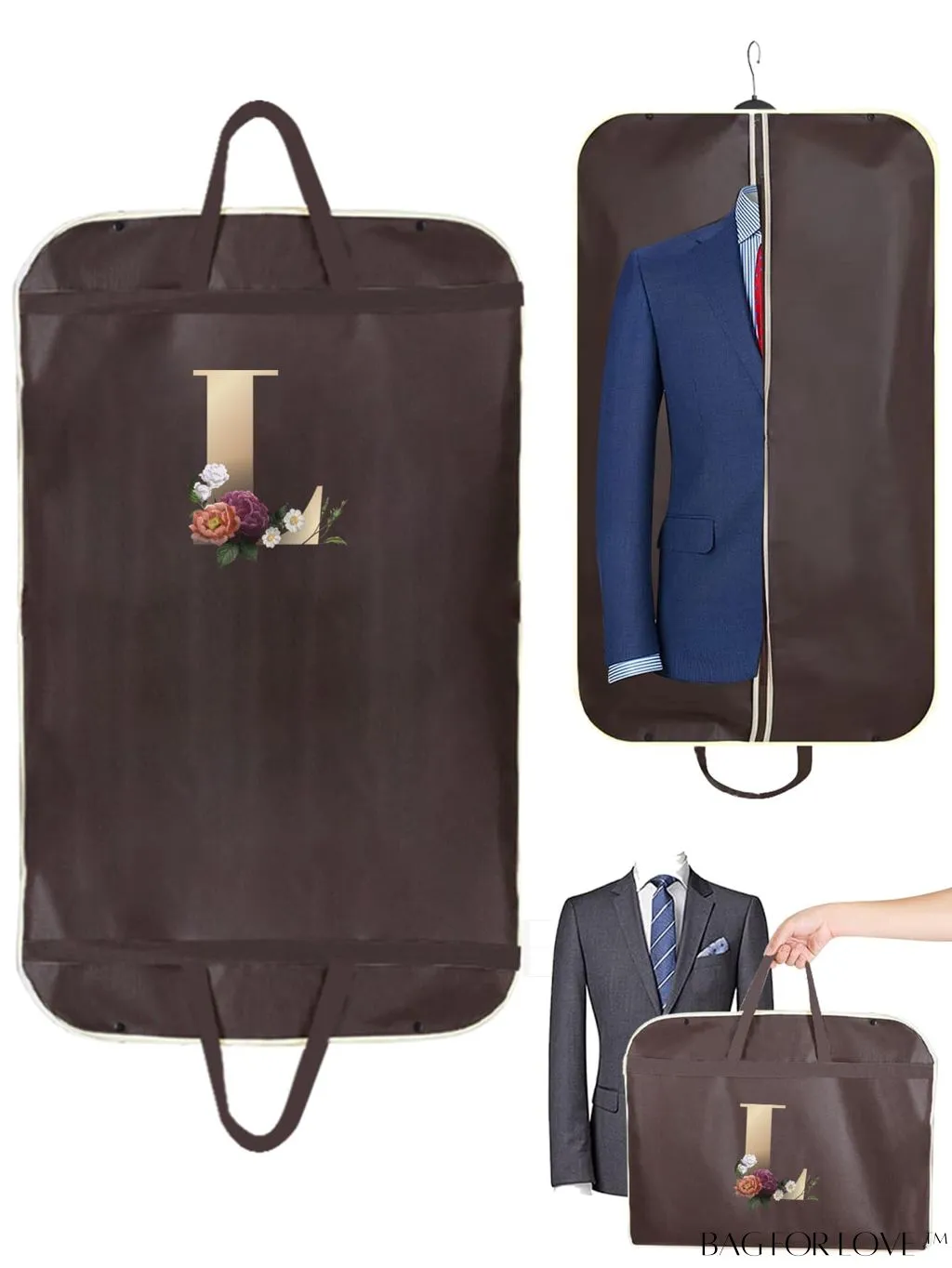 BagForLove - Gold Letter Print Wedding Dress Storage Bag - Garment Organizer for Travel & Wardrobe