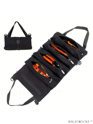 BagForLove - Multipurpose Canvas Tool Roll Up Bag with 5 Zipper Pockets - Carrying and Organizing Essential Tools
