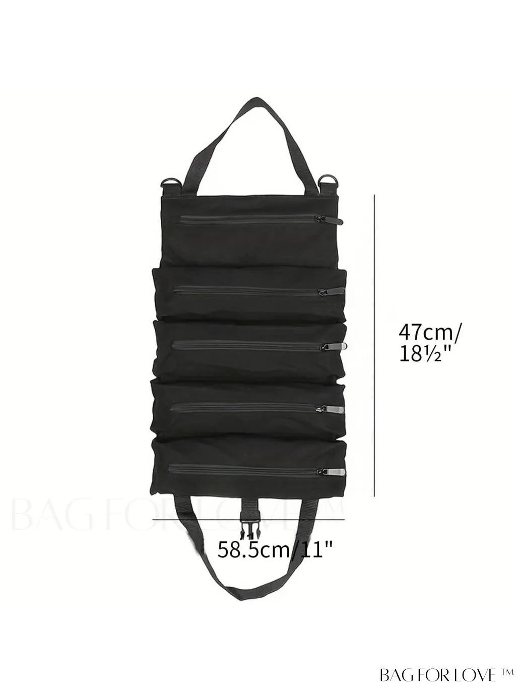 BagForLove - Multipurpose Canvas Tool Roll Up Bag with 5 Zipper Pockets - Carrying and Organizing Essential Tools