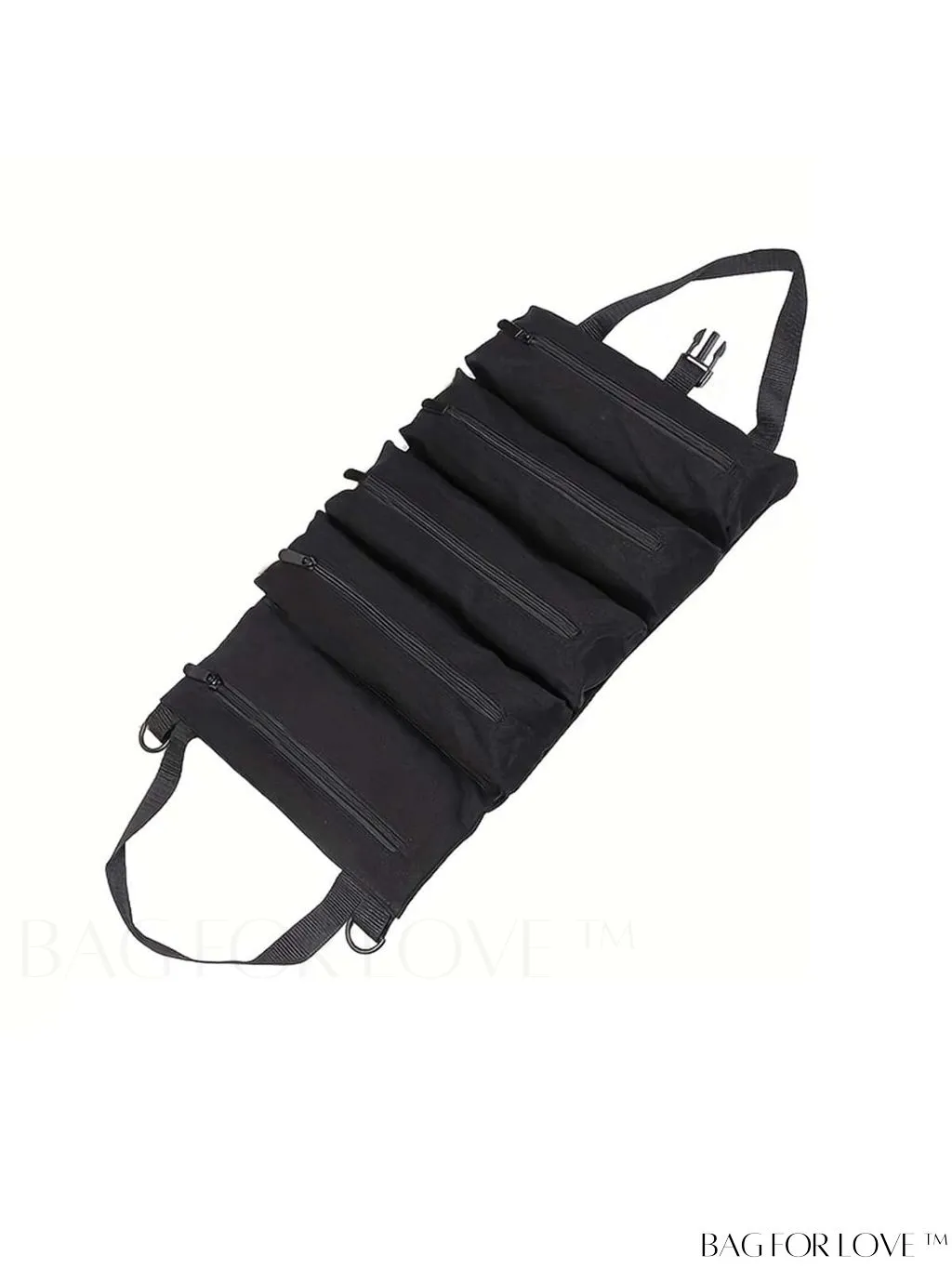BagForLove - Multipurpose Canvas Tool Roll Up Bag with 5 Zipper Pockets - Carrying and Organizing Essential Tools