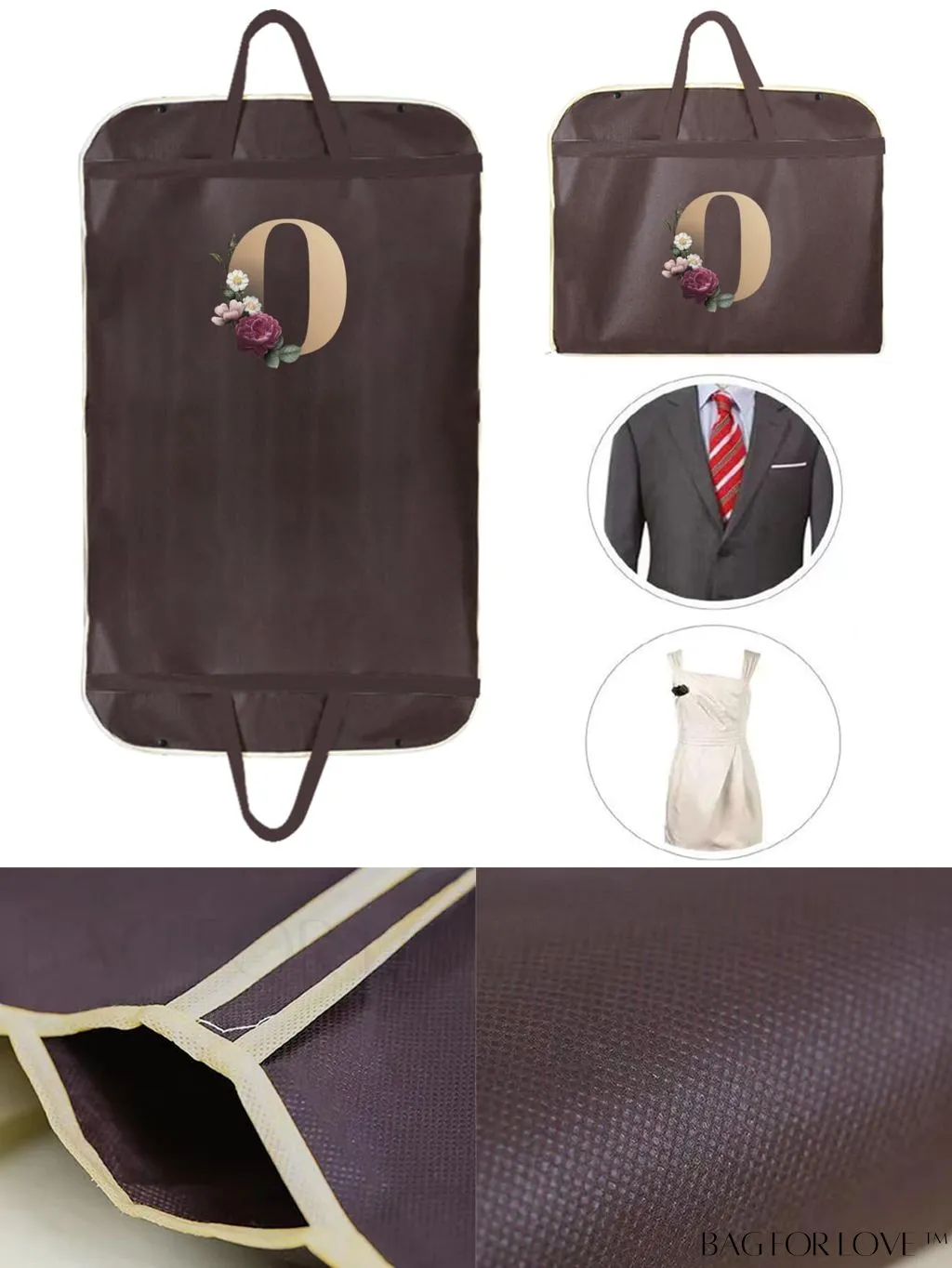 BagForLove - Personalized Gold Initial Wedding Dress Storage Bag - Travel-friendly Wardrobe and Garment Organizer