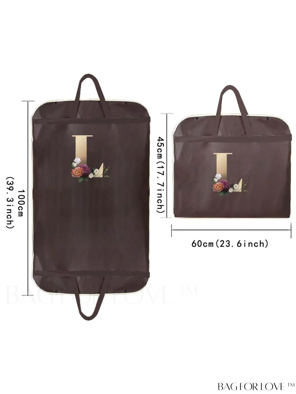 BagForLove - Personalized Gold Initial Wedding Dress Storage Bag - Travel-friendly Wardrobe and Garment Organizer