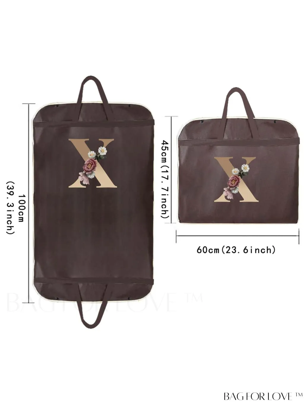 BagForLove - Personalized Gold Initial Wedding Dress Storage Bag - Travel-friendly Wardrobe and Garment Organizer