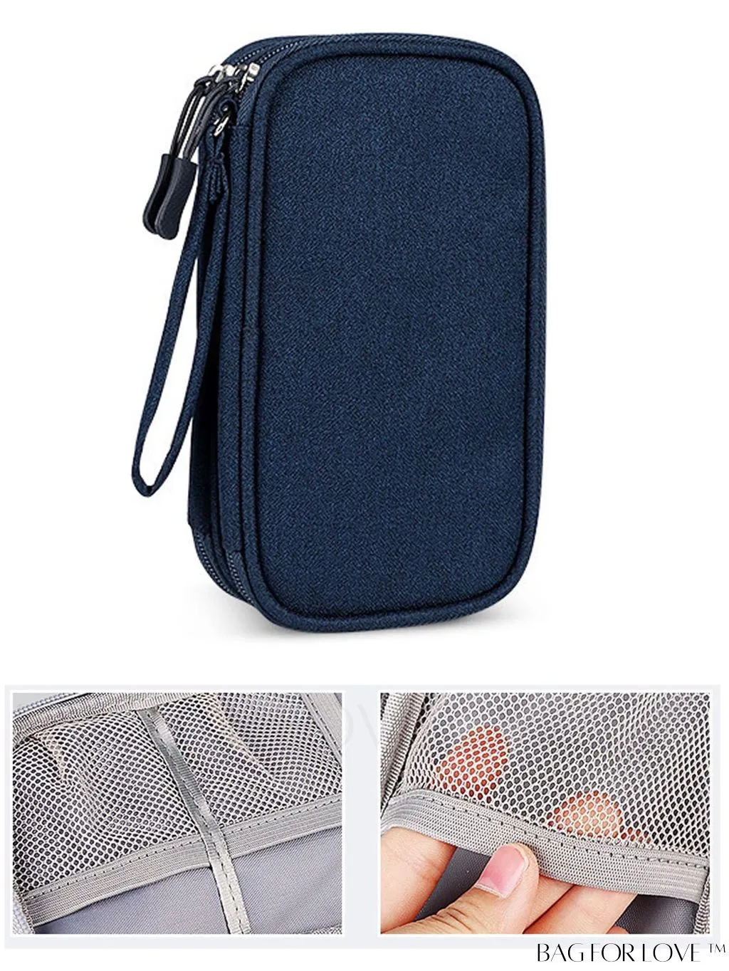 BagForLove - Portable Black Data Cable Storage Bag for Travel - Organize Your On-the-Go Data Lines