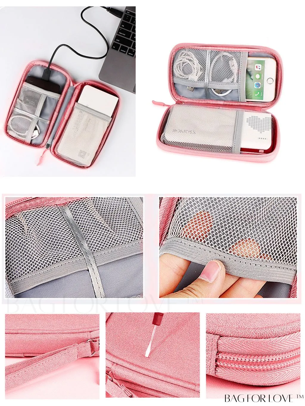 BagForLove - Portable Black Data Cable Storage Bag for Travel - Organize Your On-the-Go Data Lines