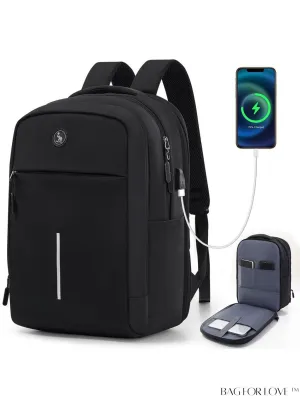 BagForLove - Premium Unisex Black Travel Laptop Backpack - Business-Friendly 15.6 Computer Work Bag