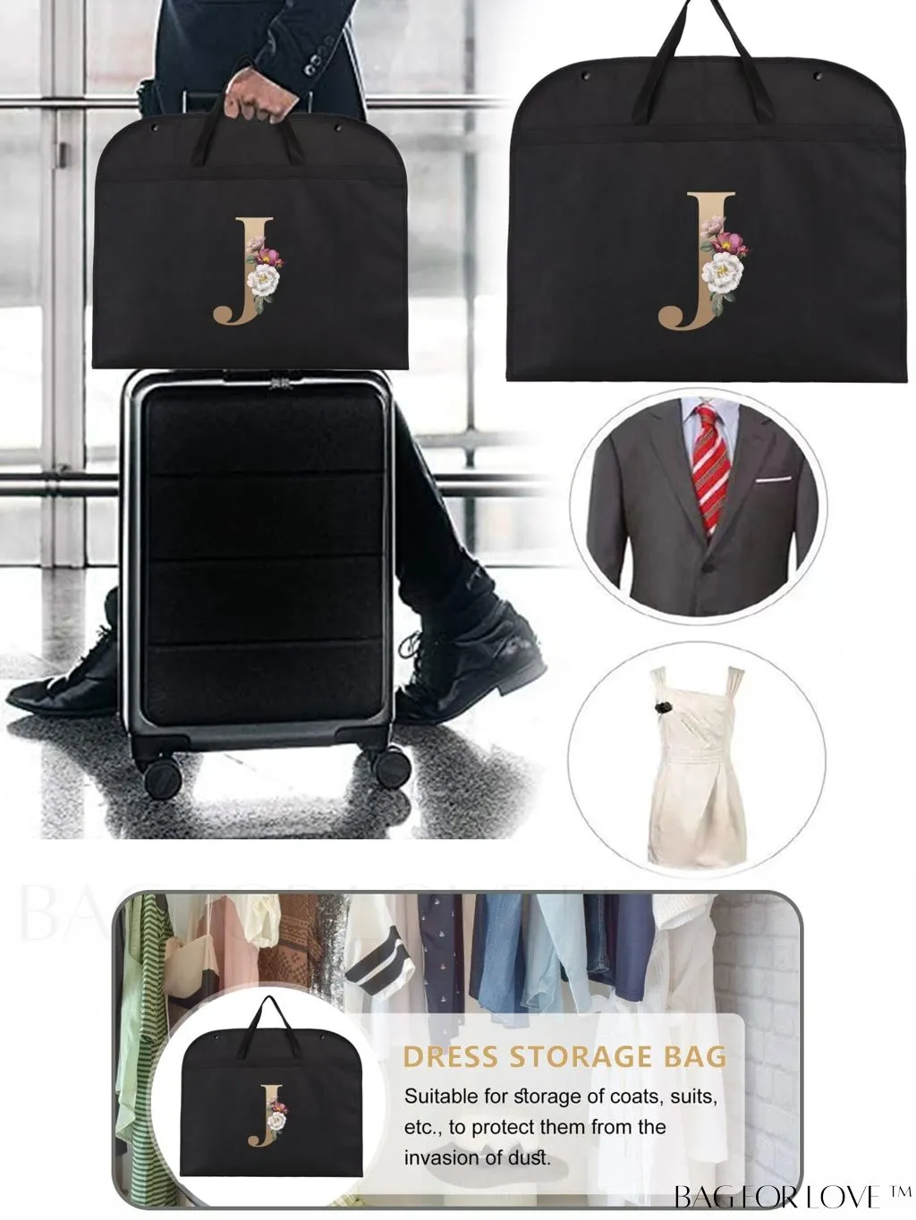 BagForLove - Premium Wedding Dress Garment Bag - Stylish Organizational Solution for Travel and Storage