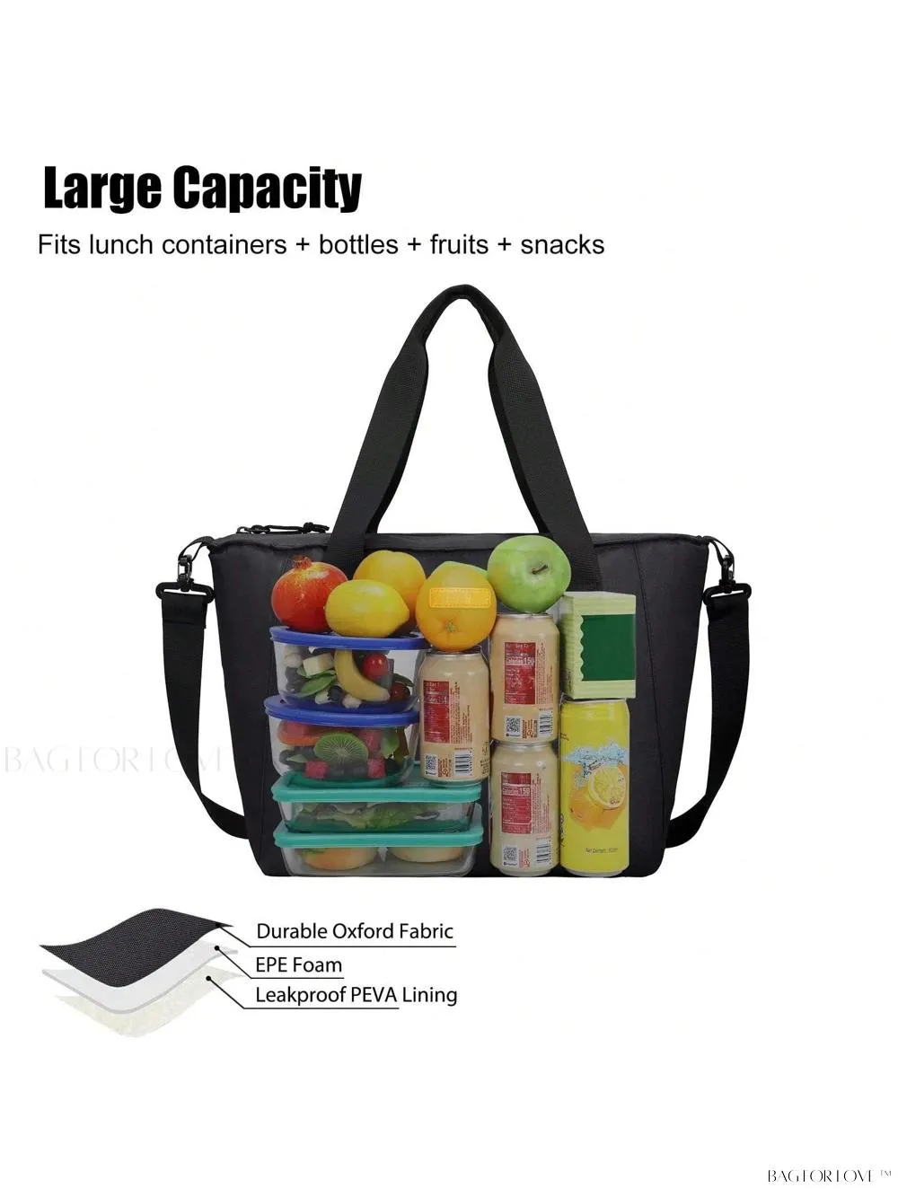 BagForLove - Stylish Teacher's Large Lunch Box with Waterproof Tote
