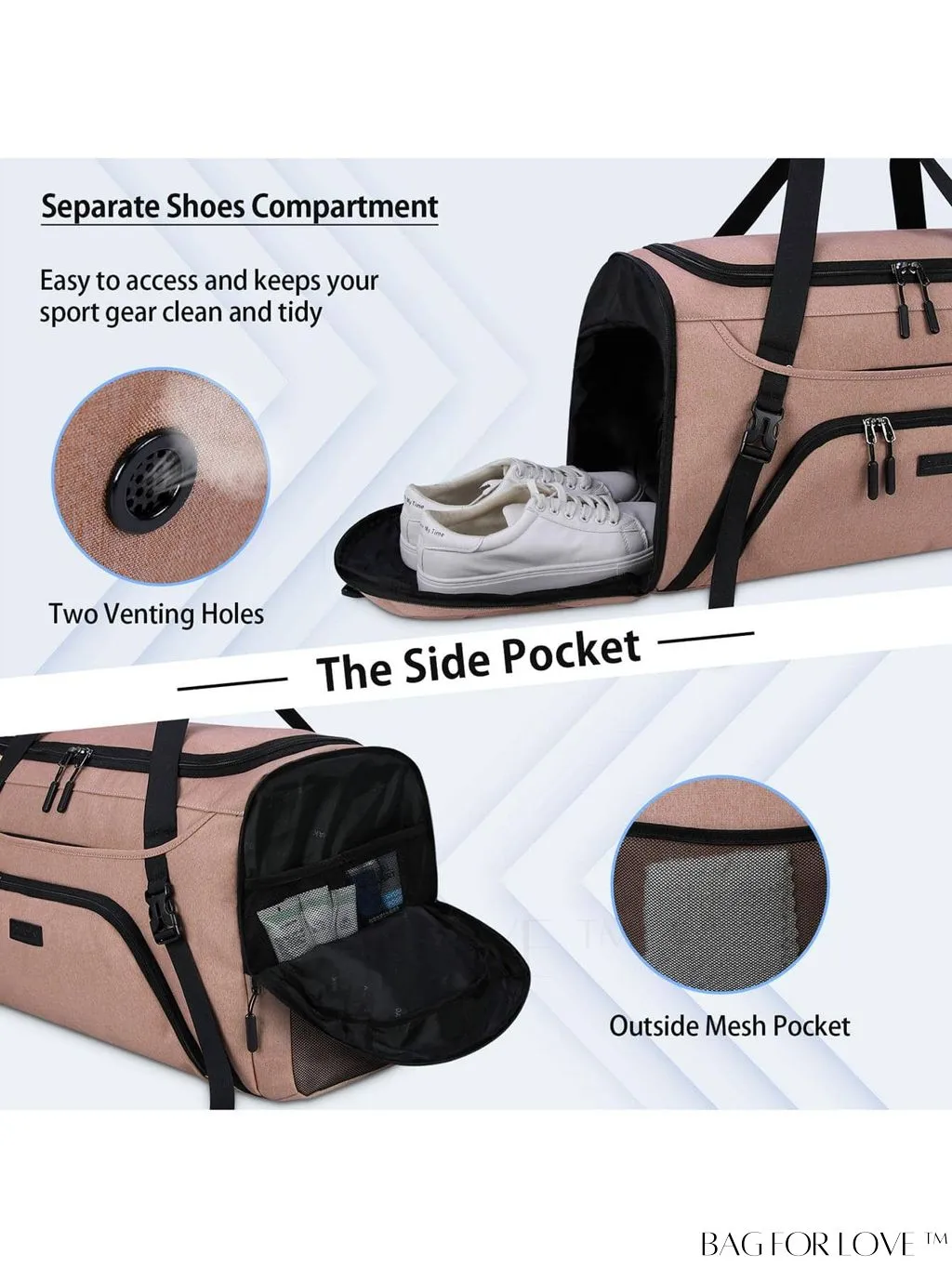 BagForLove - Waterproof 40L Sports Duffel with Shoe Compartment - for Men & Women