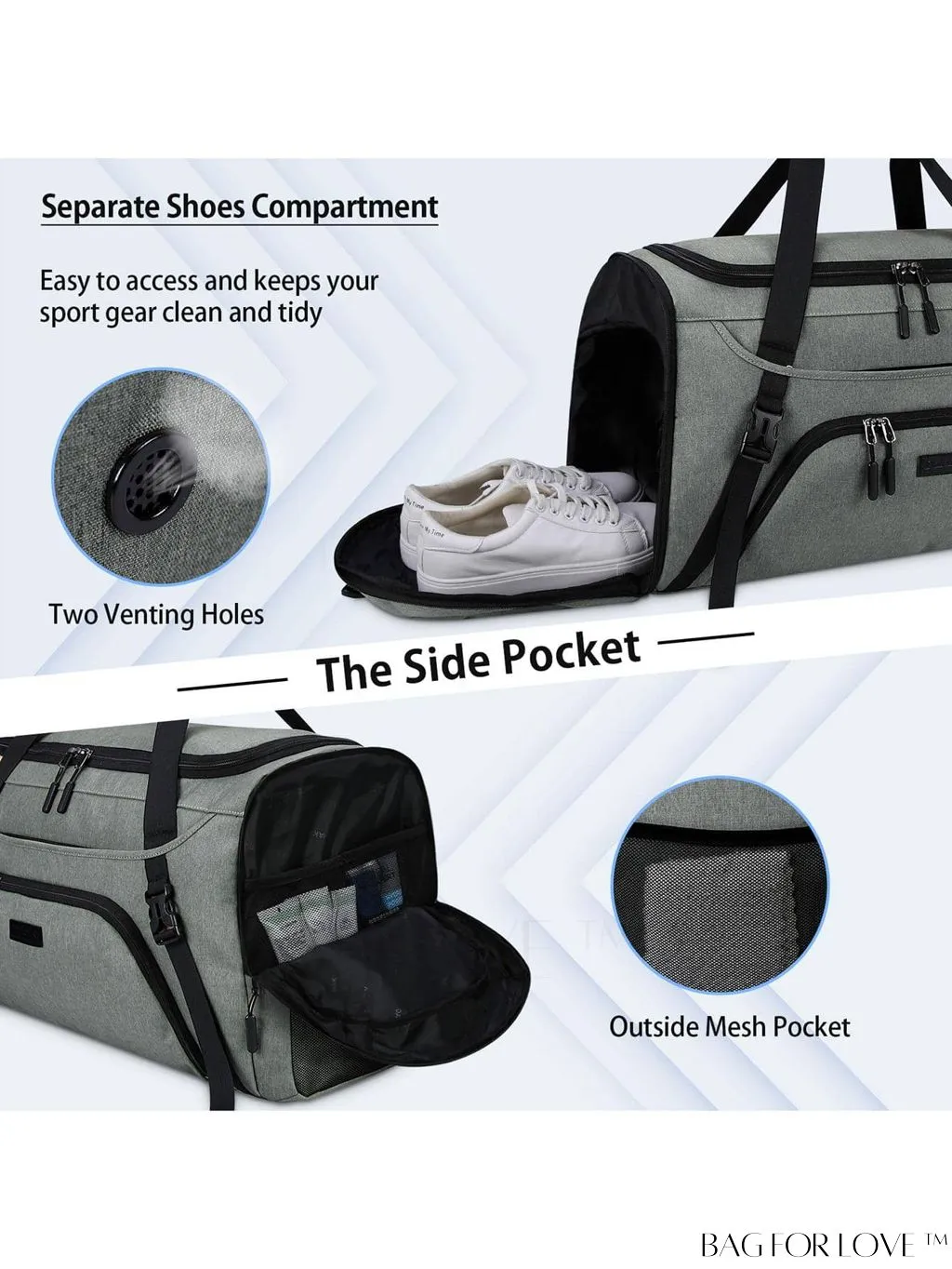 BagForLove - Waterproof 40L Sports Duffel with Shoe Compartment - for Men & Women