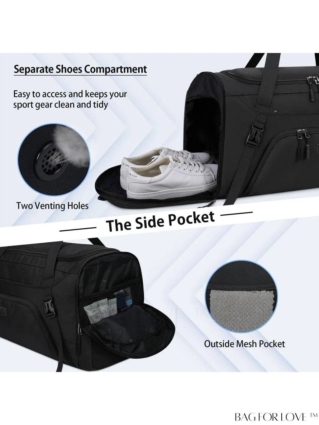 BagForLove - Waterproof 40L Sports Duffel with Shoe Compartment - for Men & Women