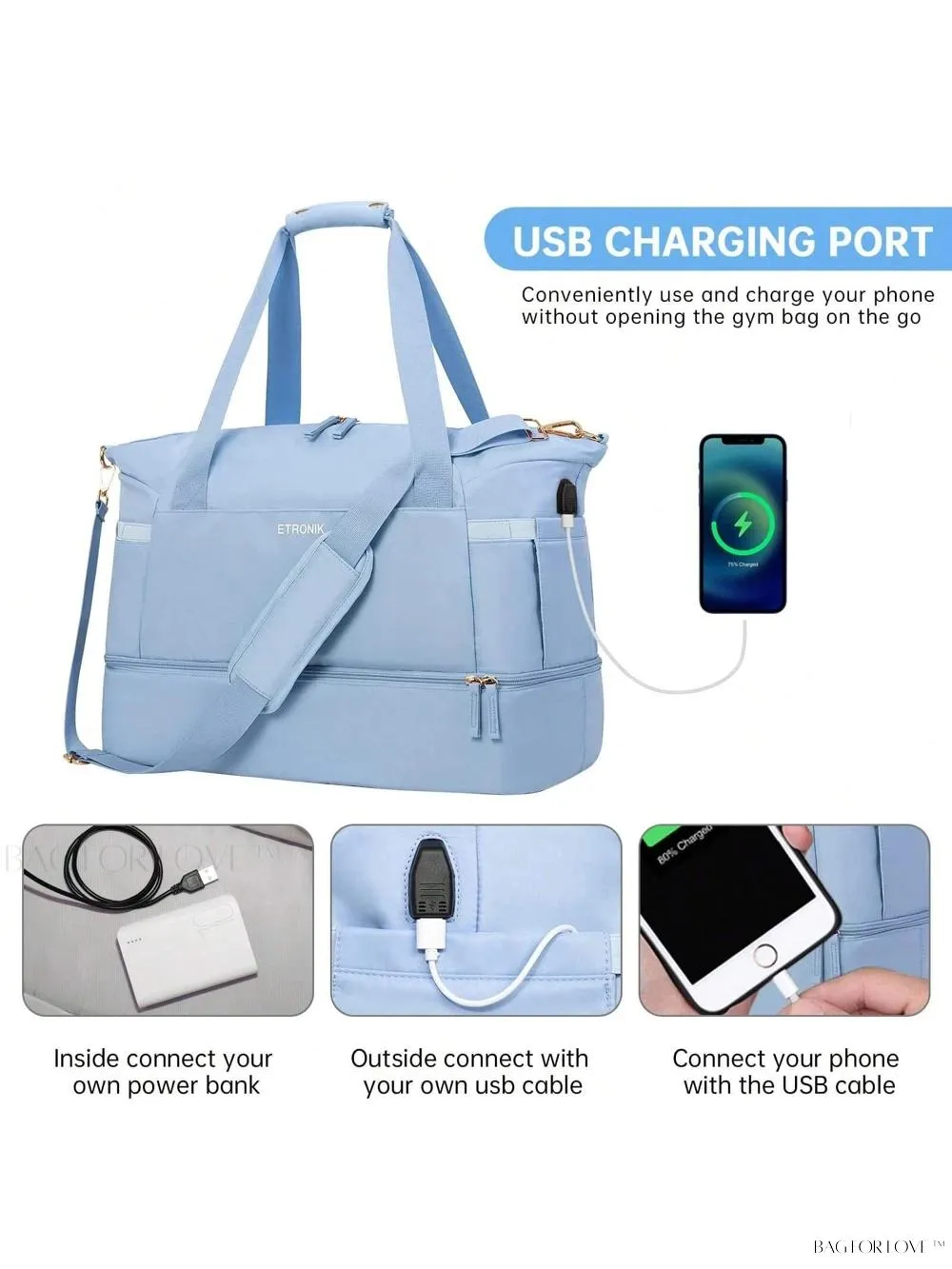 BagForLove - Weekend Getaway Bag For Women Featuring A Wet Pocket