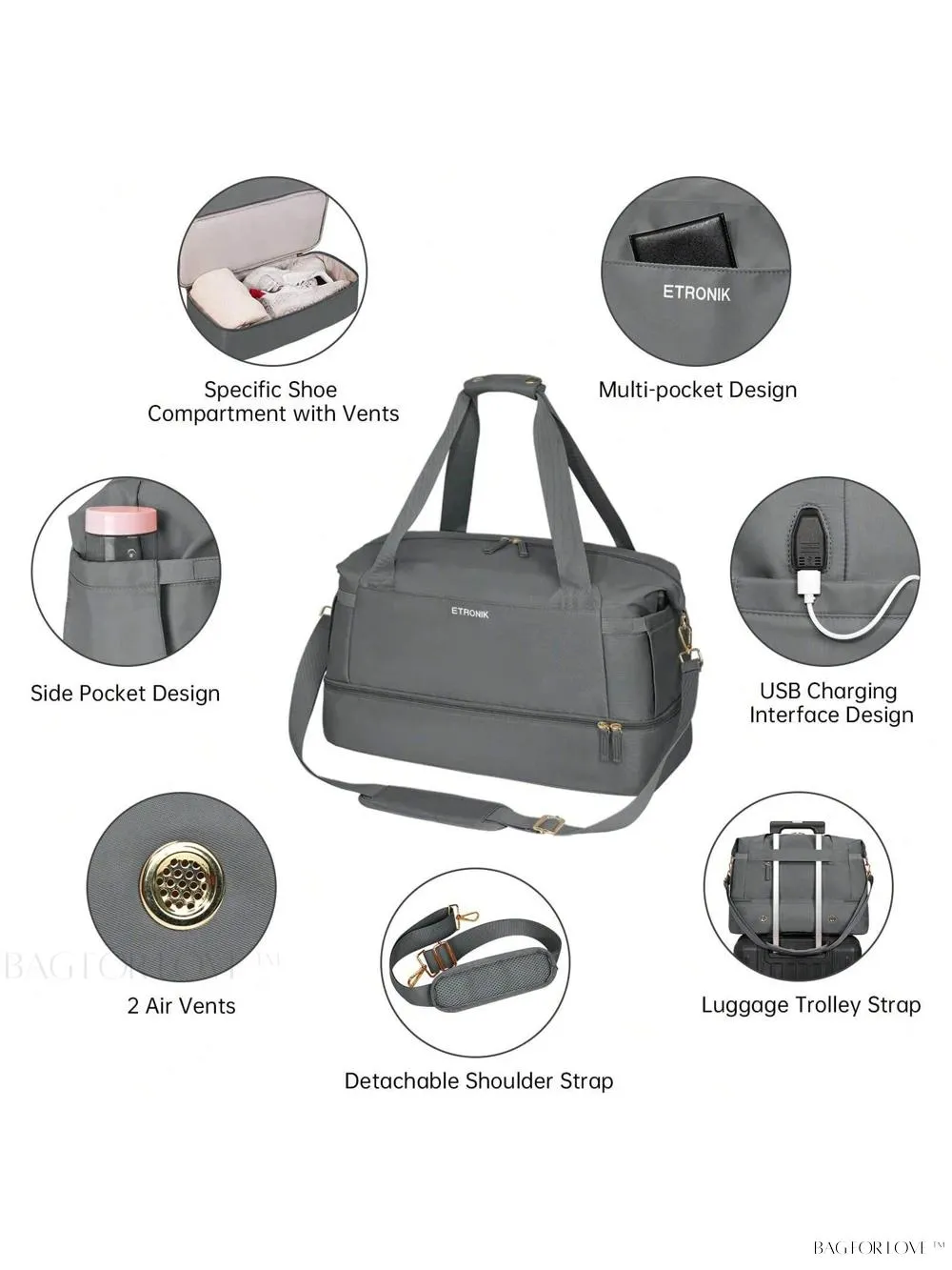 BagForLove - Weekend Getaway Bag For Women Featuring A Wet Pocket