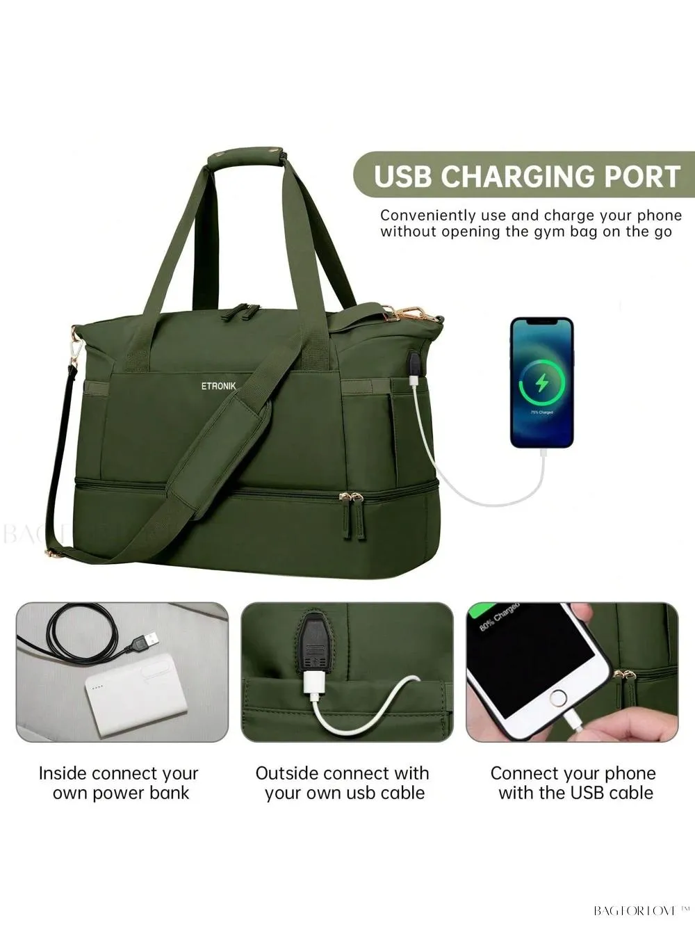 BagForLove - Weekend Getaway Bag For Women Featuring A Wet Pocket