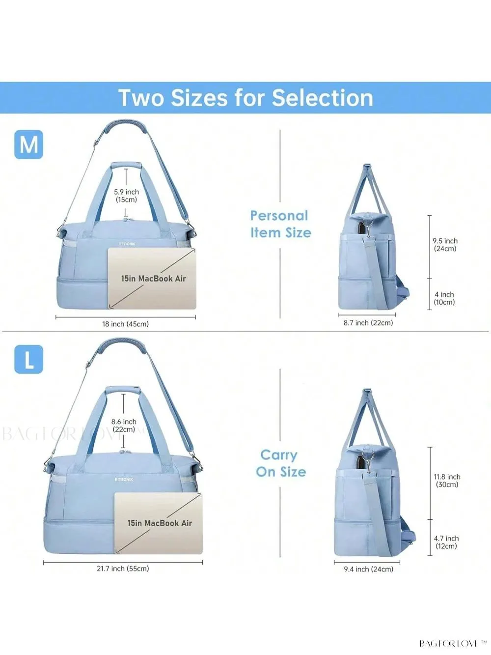 BagForLove - Weekend Getaway Bag For Women Featuring A Wet Pocket