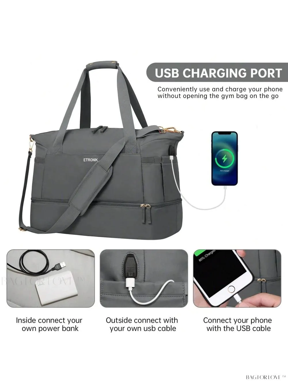 BagForLove - Weekend Getaway Bag For Women Featuring A Wet Pocket