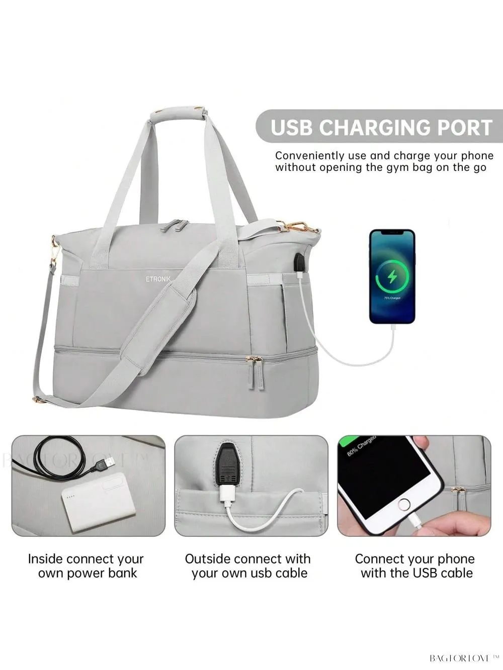 BagForLove - Weekend Getaway Bag For Women Featuring A Wet Pocket